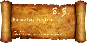 Borovics Zenina névjegykártya